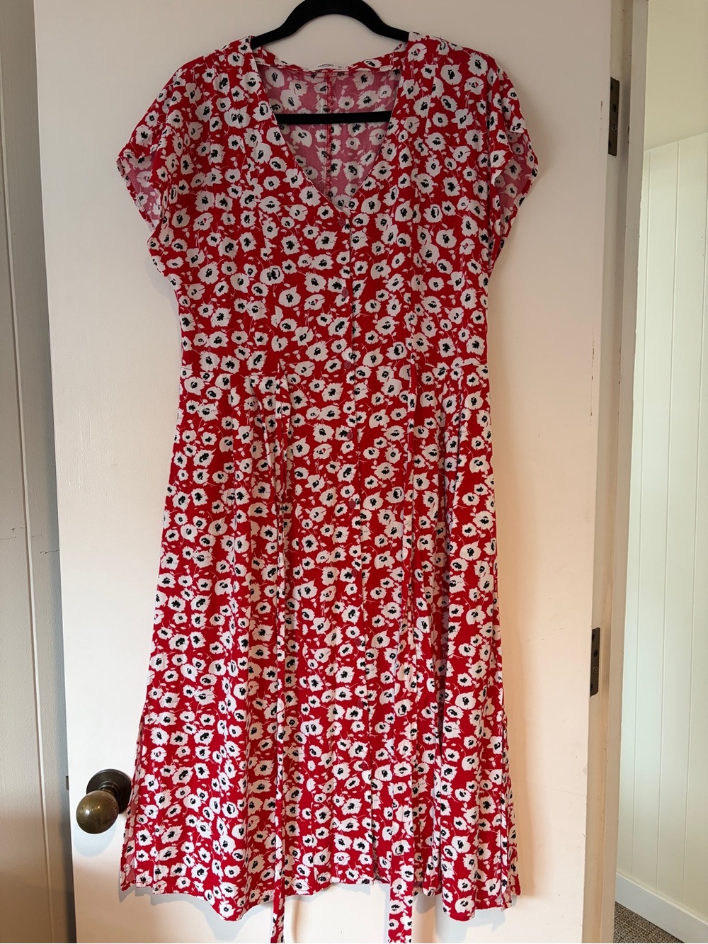Mango Floral Red, Black and White Dress
